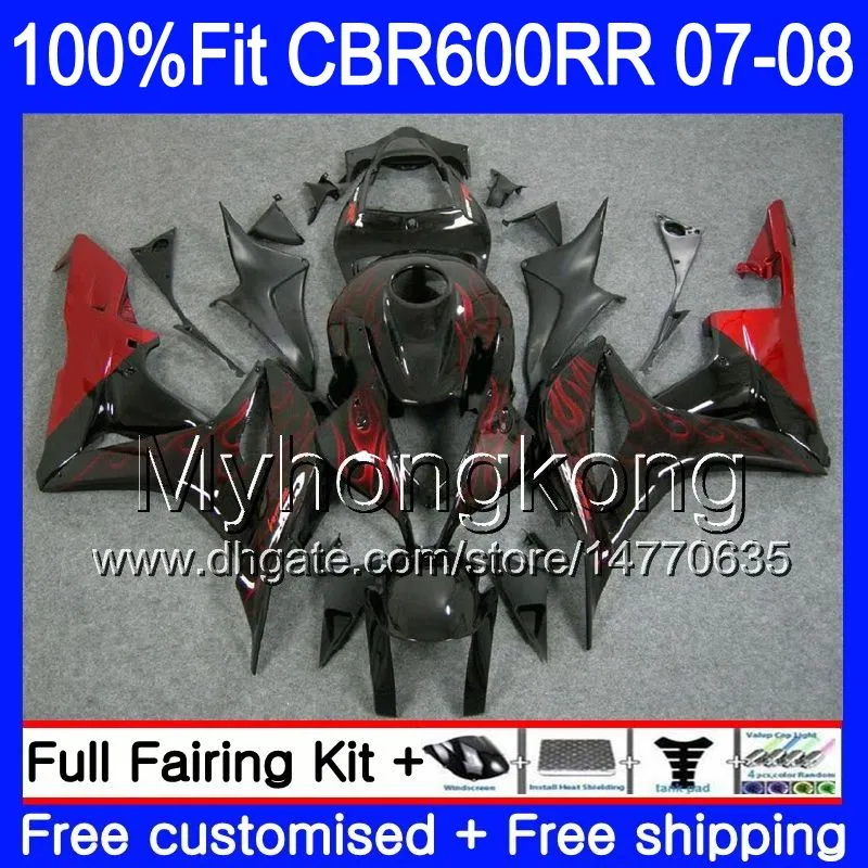 Honda CBR 600RR 600F5 CBR 600 RR F5 07 08 283HM.6 CBR600F5 CBR600RR 07 08 CBR600 RR RED FLAMES FACTIONS 2007 2008