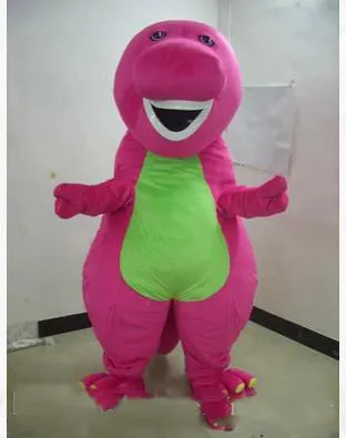 2018 Desconto venda quente da fábrica Profissão Barney Dinossauro Trajes Da Mascote Do Dia Das Bruxas Dos Desenhos Animados Tamanho Adulto Vestido Extravagante