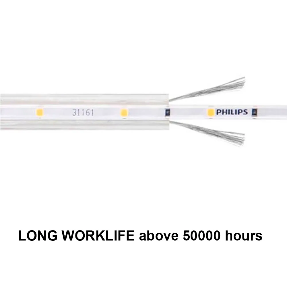 Waterproof LED Strip Lights Philips 220V 50M Pack Adjustable Color Temperature 3000K 4000K 6500K CRI 80 for Various Projects