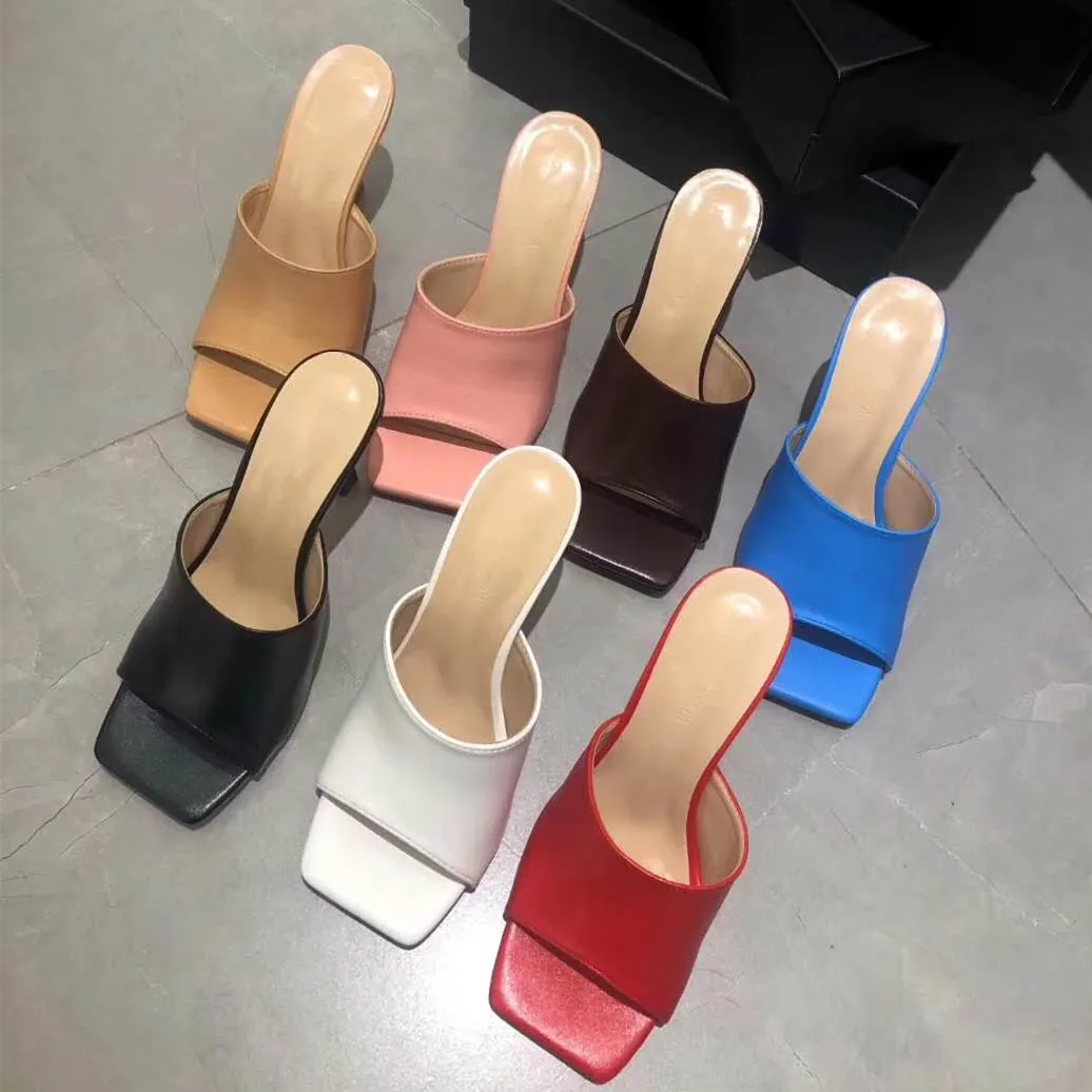 multi Farben strecken Sandale aus echtem Leder Pantoletten mit einer quadratischen Sohle Ursprungspaketgröße 35 bis 41 tradingbear