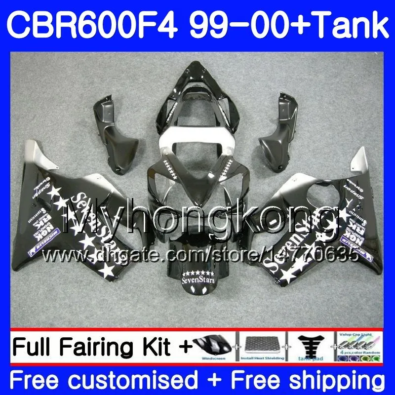 Bodys + Tank voor Honda CBR 600 F4 FS CBR 600F4 CBR6F4 99 00 287HM.35 Sevenstars Black CBR600FS CBR600 F 4 CBR600 F4 1999 2000 Fairing Kit