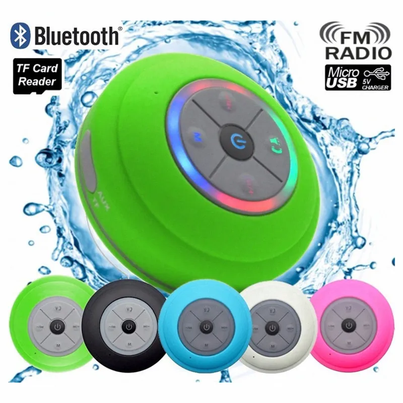 With LED Lamp HIFI Waterproof Bluetooth Speaker Wireless Bathroom Car Mobile Phone Speaker Support Hands-Free Data Card