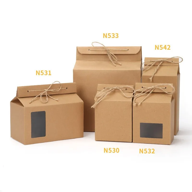 Коробка для упаковки чая Картонная крафт-бумага Сложенная пищевая гайка Контейнер для хранения продуктов Стоячие упаковочные пакеты Подарочная упаковка