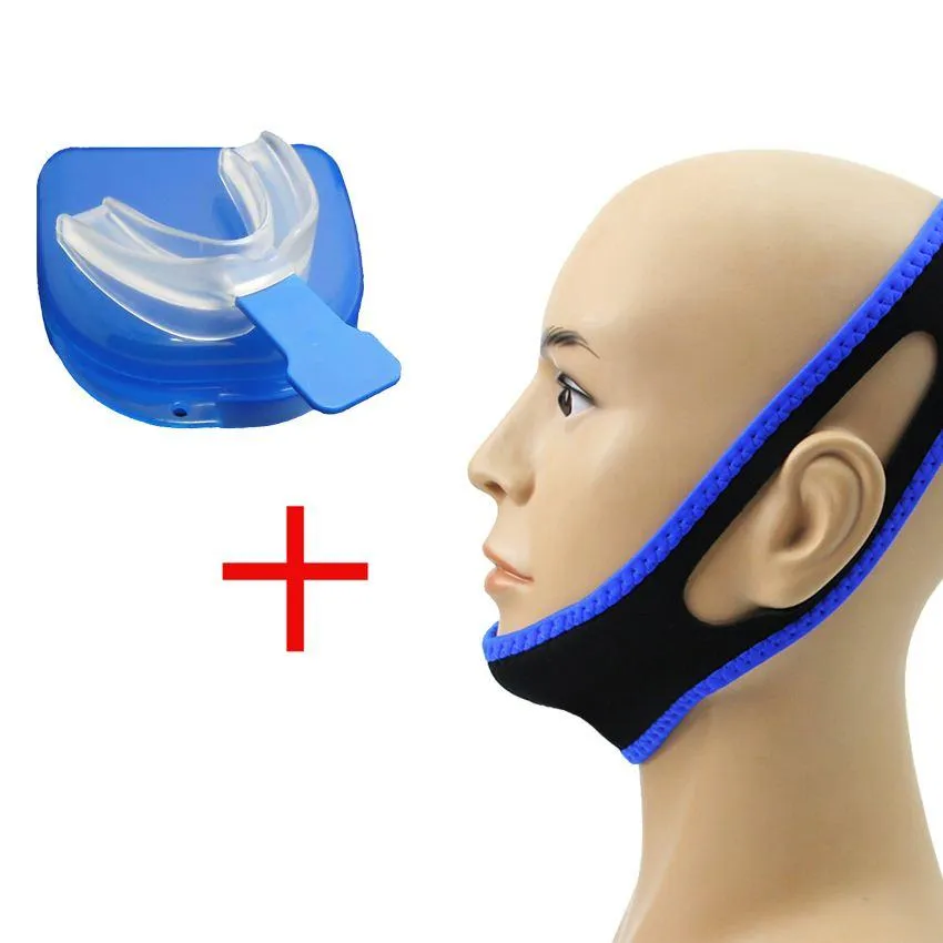 Anti Ronco Queixo Strap Cinta Suporte de Mandíbula Tiras Nasais CPAP + Parar Solução Ronco Boca Apnéia Do Sono Noite Guarda TMJ