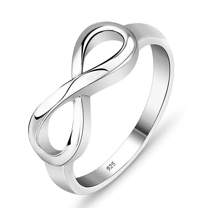 Silverpläterad Infinity Love Ring Fine 8 Ring Kvinnor Män Present Silver Smycken Finger Ringar Bröllop Lyx Designer Smycken Kvinnor Ringar 2020 Hot