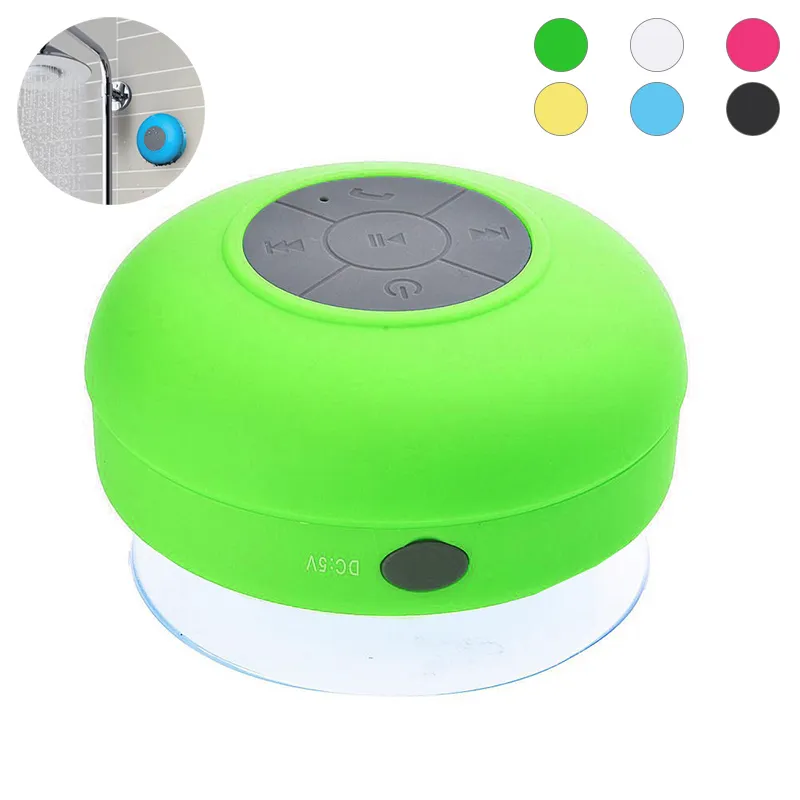 Mini alto-falante sem fio impermeável Bluetooth com parede ventosa e microfone embutido Handsfree usado chuveiros ao ar livre ou piscina de casa de banho