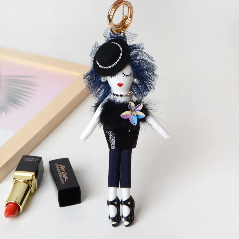New Doll Lady Söt Kvinnor Keychain Bil Pendant Girls Handgjorda Uttalande Mode Smycken Väska Nyckel Kedjor Hot Key Ring