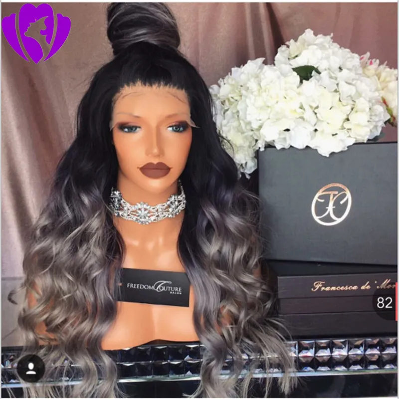 Ombre Gray Beauty LaceFront Wig 22-24inches Amazon.com : Ombre Black Balayage Grey Lace Front Wigs Human  main image 4