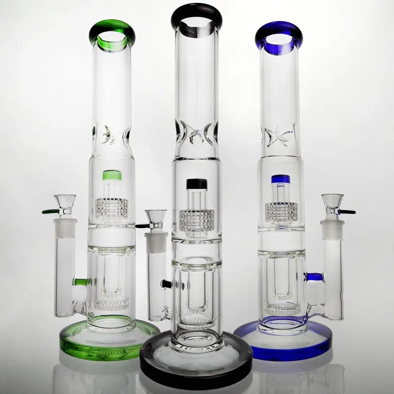 glass water pipe percolator bong large glass bong water bongs 16'' Straight Tube Water Pipe with 18mm joint sturdy round base straight glass pipes bongs smoking