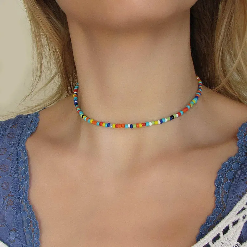 Multi Colored Rainbow Beaded Necklace With Cowrie Shell, Layered Hippie  Seed Bead Choker, Summer Jewelry, Birthday Gift for Her - Etsy | Beaded  necklace, Necklace, Beaded jewelry