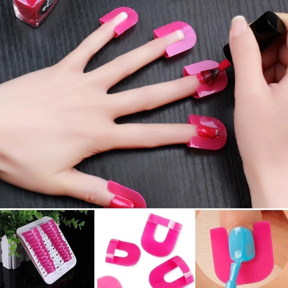 1 SET / 26PC Spill-Proof Finger Cover Sticker Nail Polish Lack Protector Holder G Curve Shape Gratis frakt