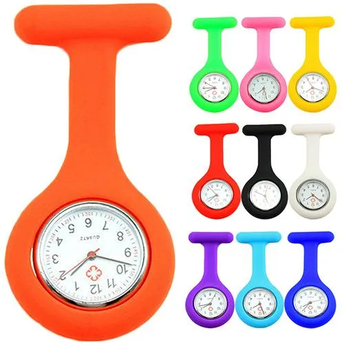 Partihandel-Ny söt silikon sjuksköterska Klocka Brosch Fob Pocket Tunic Quartz Movement Watch N76y