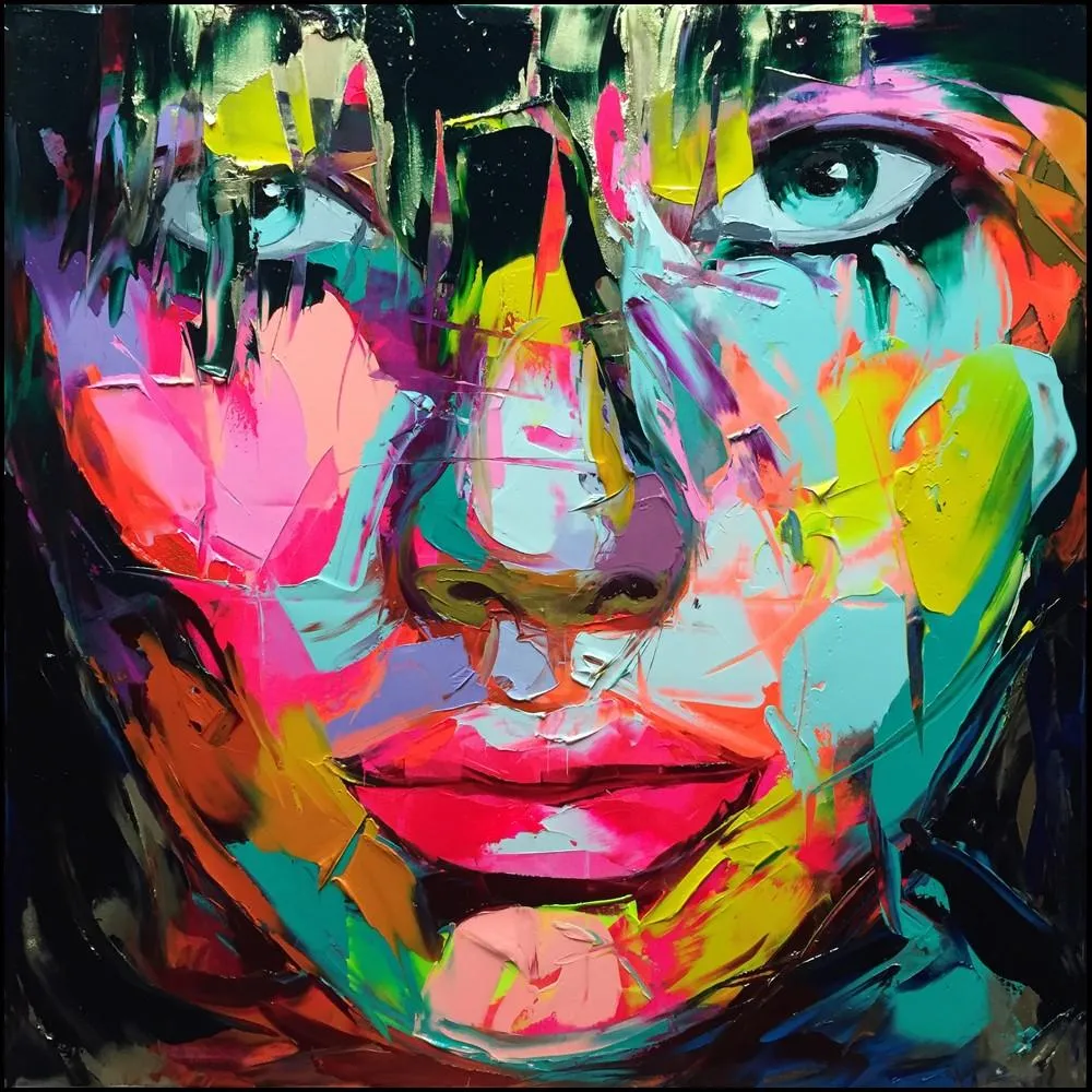 Francoise Nielly Palette Knife Impression Home Artworks Modern Portrait Handmade Oil Painting on Canvas Concave Convex Texture Face015