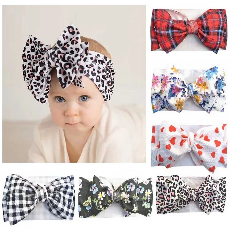 Archi per capelli leopardati fai-da-te Fascia per capelli per bambini Floral Girls Designer Stampa Fasce per capelli Newborn Plaid Love Heart Fasce per capelli Accessori per capelli M1962