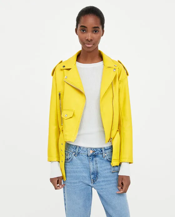 Faux leather hotsell yellow jacket