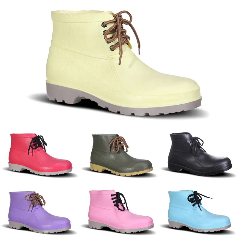 Best 2020 Men Rain Boots Low Labor Insurance Miner Shoes No-Brand Design Steel Toe Cap Black Yellow Pink Red Purple Dark Green 38-44
