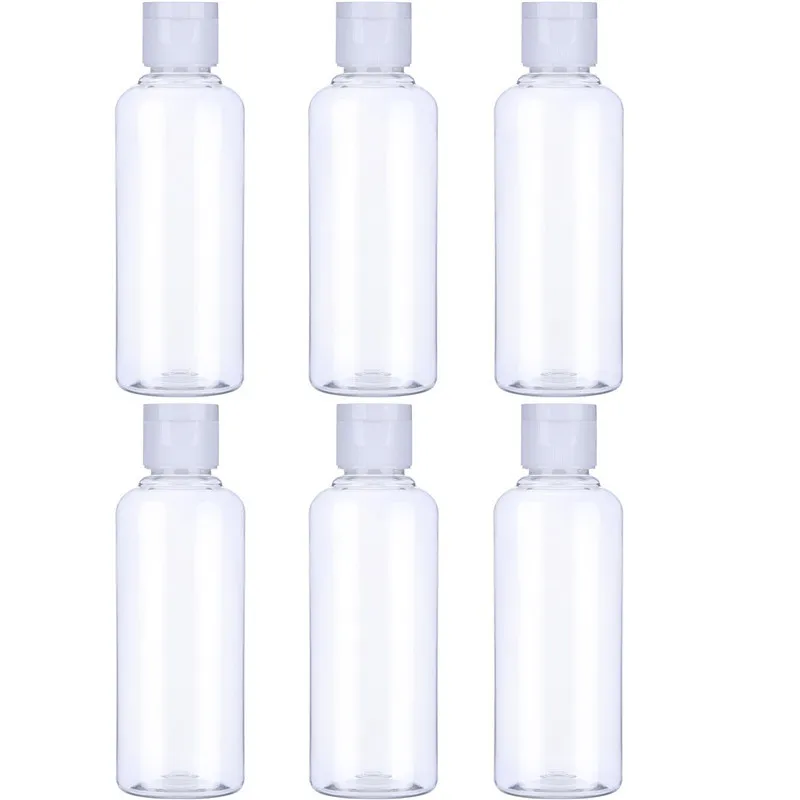 Garrafa vazia plástica clara com tampa de flip pequena garrafas de viagem Recipientes de armazenamento para gel de chuveiro de loção de amostra cosmética