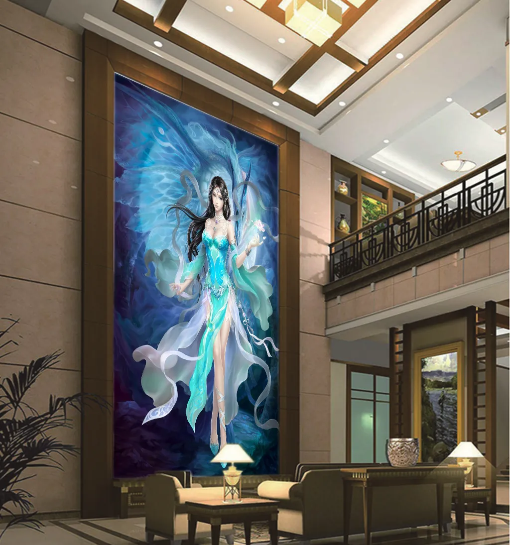 Custom Any Size Wallpaper 3D Game Anime Cartoon Fairy Woman Indoor