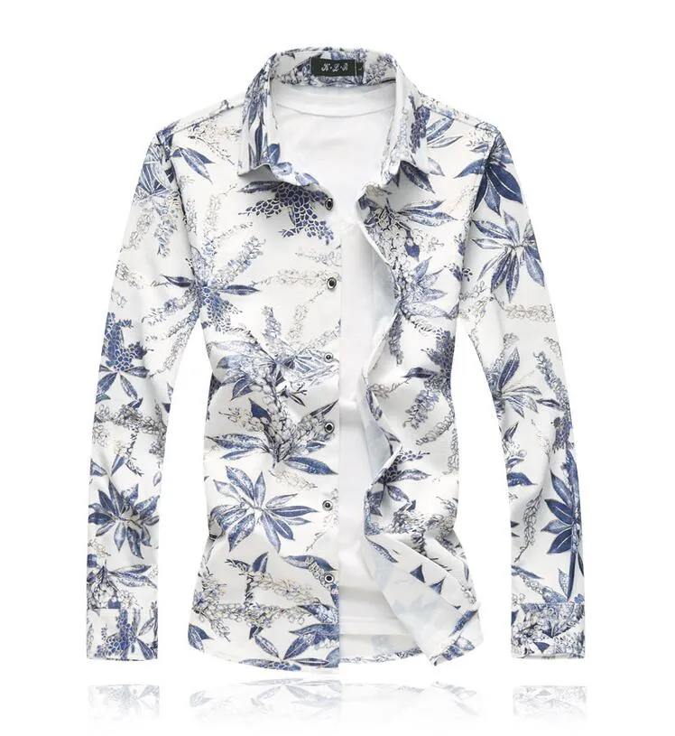 Chemises décontractées pour hommes, col carré, manches longues, imprimé Floral, taille M-7XL, offre spéciale, automne