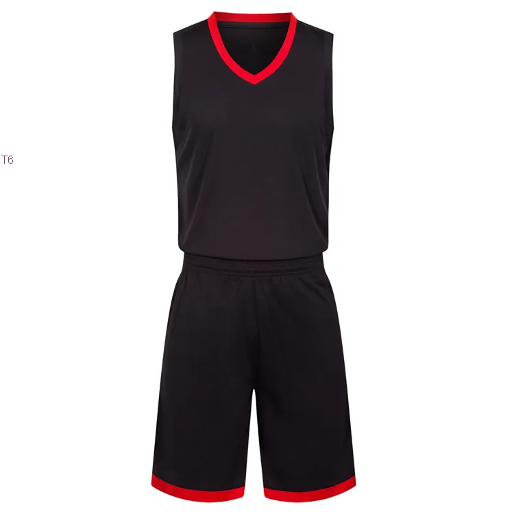 2019 Neue leere Basketballtrikots mit bedrucktem Logo, Herrengröße S-XXL, günstiger Preis, schneller Versand, gute Qualität, Schwarz, Rot, BR0002nh