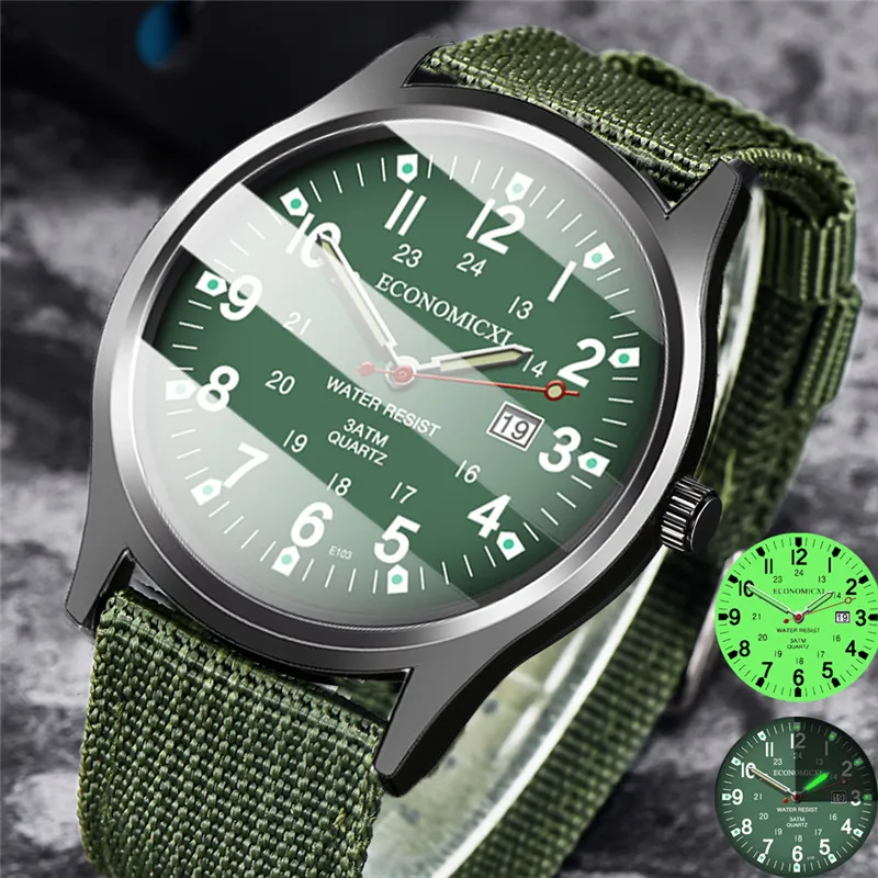Mens Relógios Luminosos Ponteiro Mesh Cinto de Luxo Relógio Militar Homens Clock Quartz-Relógios Data Esporte Pulso-relógio