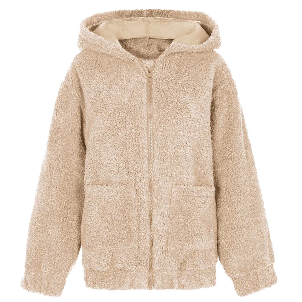 Thick Faux Fur Teddy Bear Jacket For Women Warm, Fluffy Plus Size