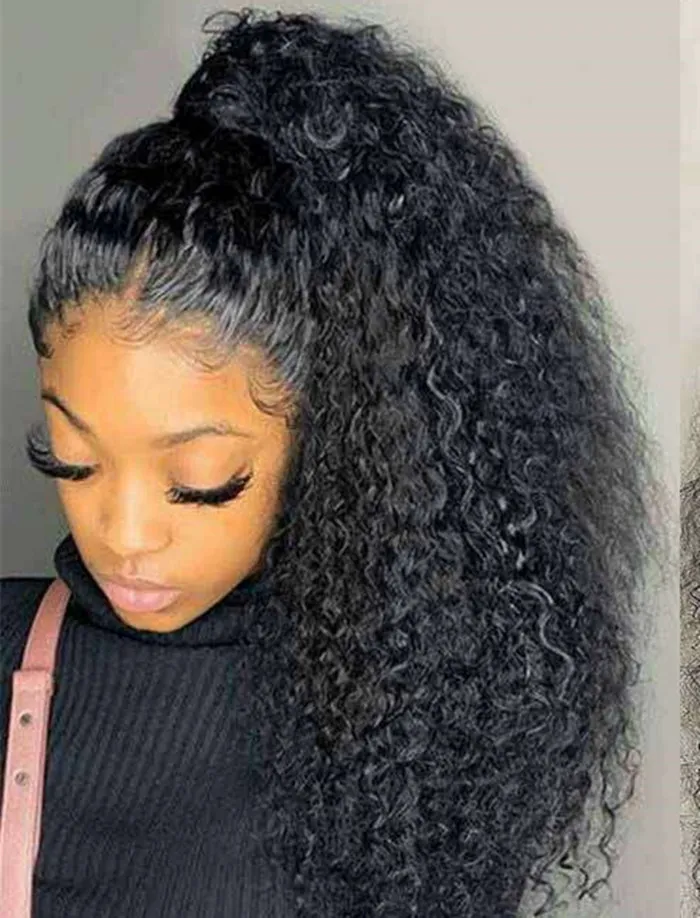 Ponytail Human Hair Remy Kinky Curly European Weave Ponytail Hairstyles 140g 100% Natural Hair Clip in Ponytail Hair Extensions