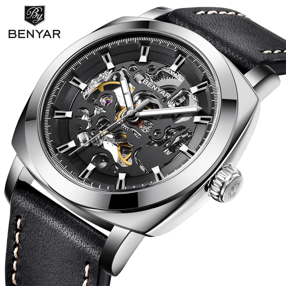 Relogio Masculino Benyarメンズウォッチトップブランド高級自動機械メンズビジネス防水スポーツウォッチReloj Hombre