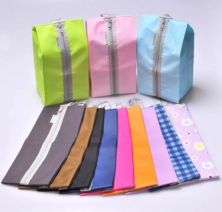 100pcs 믹스 컬러 휴대용 화장품 가방 간단한 구두 가방 여행 워시 가방 먼지 봉투 주최자
