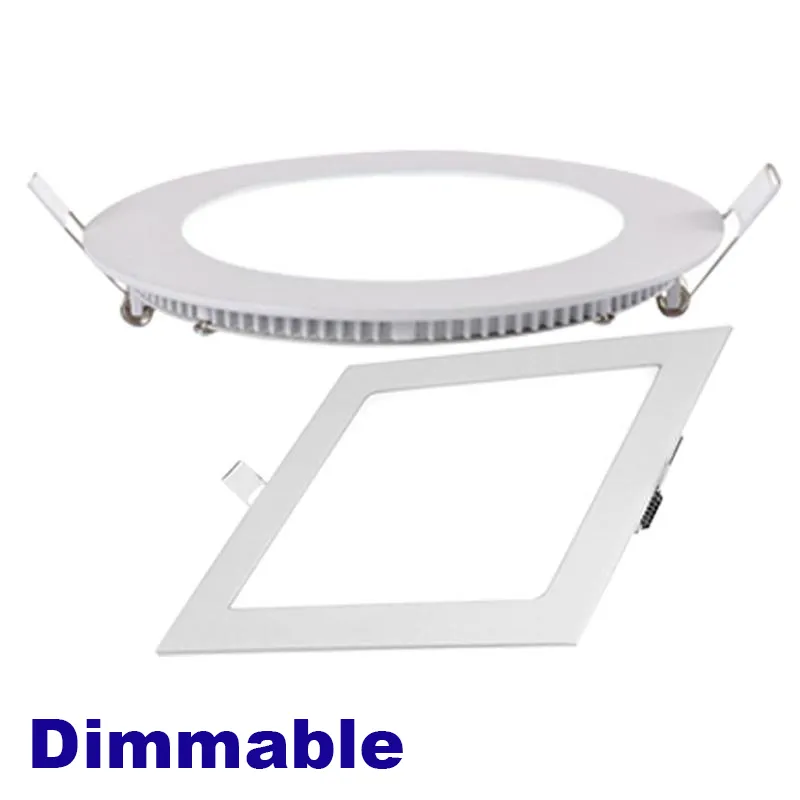 Dimmable круглые квадратные светодиодные панели 6W 9W 12W 15W 18W 21W 30W 4-5-6-7-8-9-12 встраиваемый светодиодный потолочный светильник