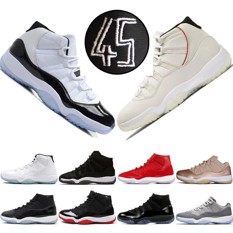 Concord High 45 23 11 XI 11s Cap and Gown PRM Heiress Gym Red Chicago Platinum Tint Space Jams Мужская баскетбольная обувь спортивные кроссовки