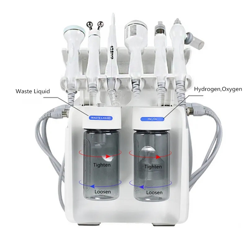 Multifuncional 6 en 1 H2 O2 Hydra Facial Machine Dermabrasion Hydro Microdermabrasion Peeling Vacío Limpieza de la piel Agua Aqua Oxygen Spray