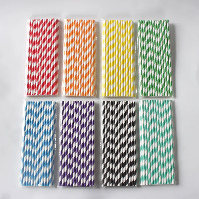 Biodegradable Paper Straws Different Colors Rainbow Stripe Paper Drinking Straws Bulk Paper Straws for Juices colorful drink7940181