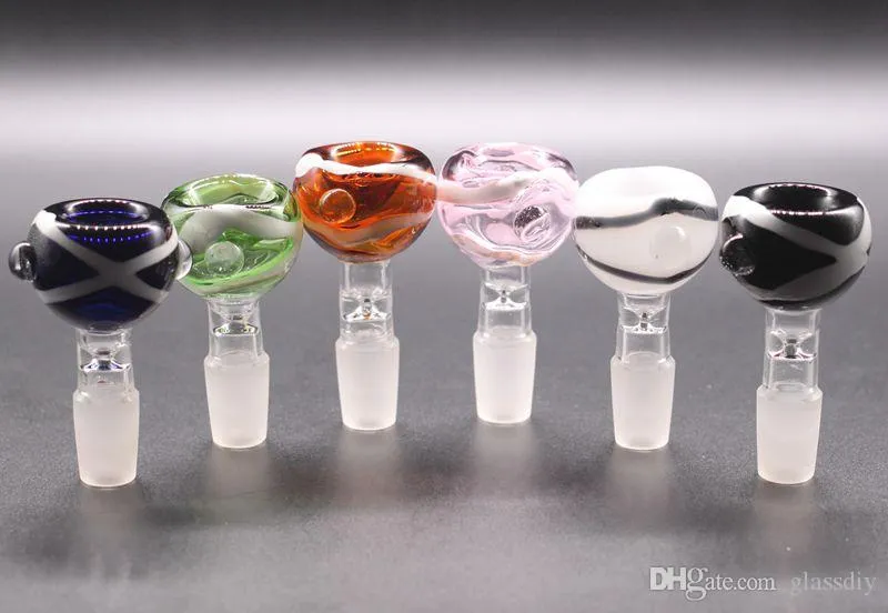 Bunte, berauschende Glas-Räucherschale für Bong, 14-mm-18-mm-Außenschale, schöne Rutsche für Glas-Bubbler und Aschefänger-Bongschalen