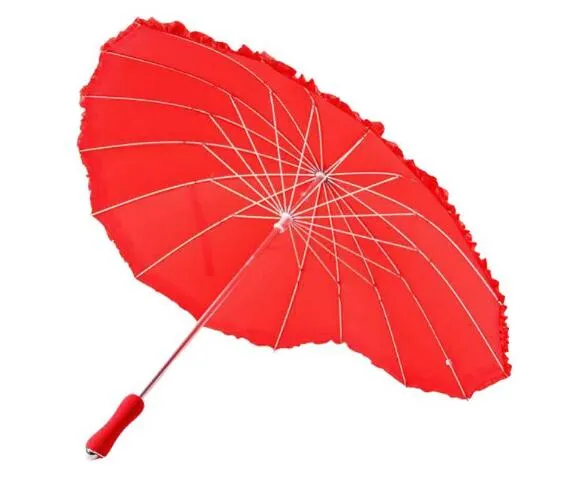 Parapluie en forme de cœur rouge pour femmes, pour la saint-valentin, fête de mariage, fiançailles, accessoires Photo, à long manche