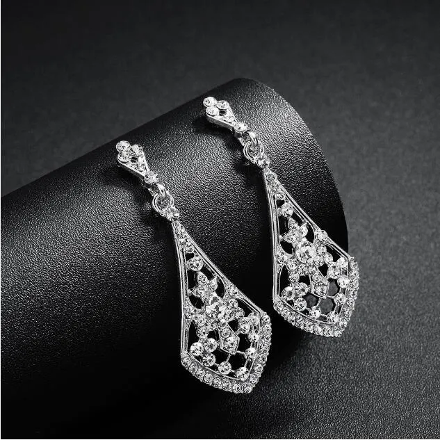 W magazynie Moda Drop Kolczyk Exquisite Jewelry Pendientes Wedding Party Prezenty Kryształ Złoto Srebrne Kolczyki Ślubne Akcesoria Bridal