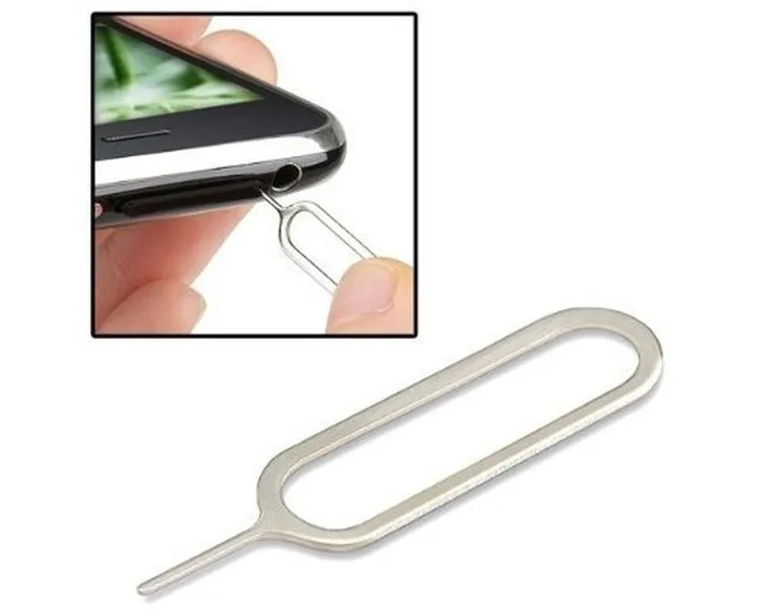 Billiga Bra Partihandel Ny SIM-kort Stift Nål Mobiltelefon Tool Tray Holder Eject Pin Metal Retrieve Kort Pin för telefon 30000 per låda