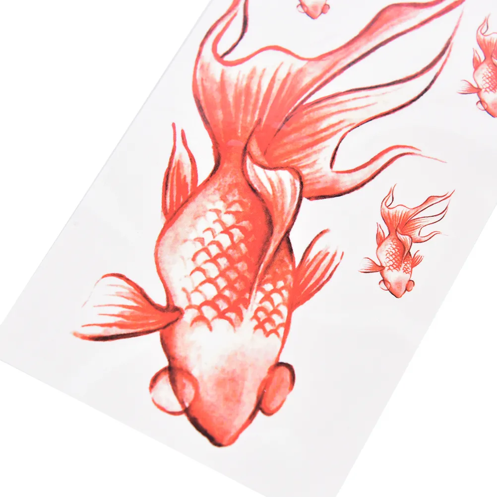 Tatouage Temporaire Poisson Rouge Flash à Coller - étanche, Fun Pour Fête