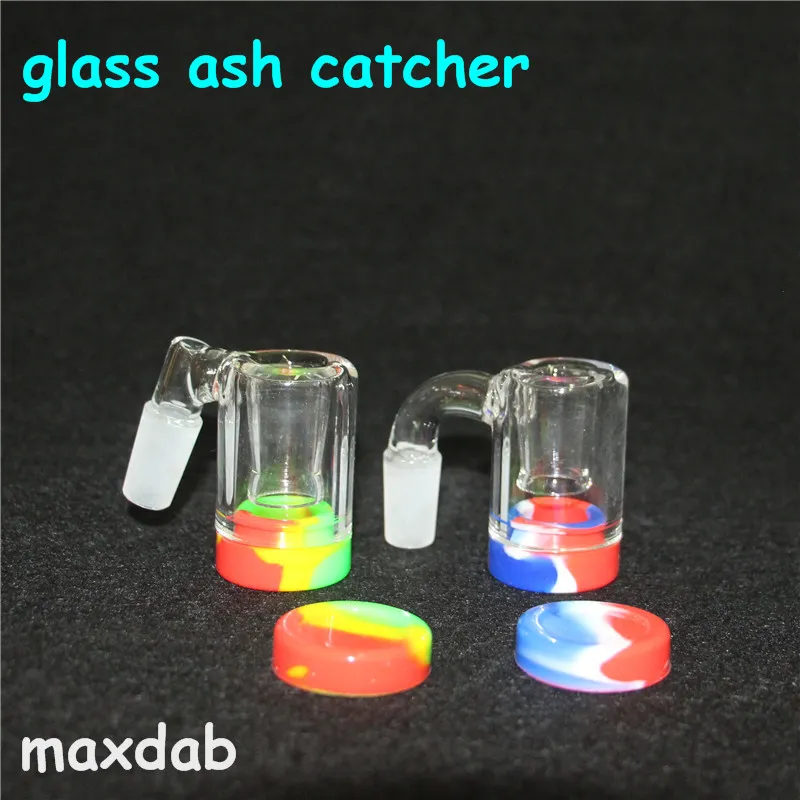 Hookahs Glass As Catcher met 5 ml Siliconen Wax Jar voor Bongs Water Pipe Dab Rigs 14 mm-14 mm gewricht Quartz Bangers kleine bubblers