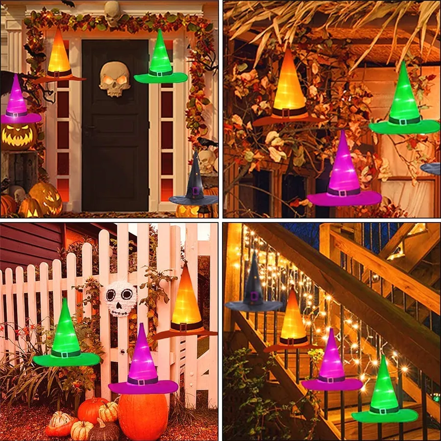 Halloween Decoration Hanging Lighted Glowing Witch Hat For Yard Tree Party  Decoration Props Halloween Costume JK1909 From 0,75 €