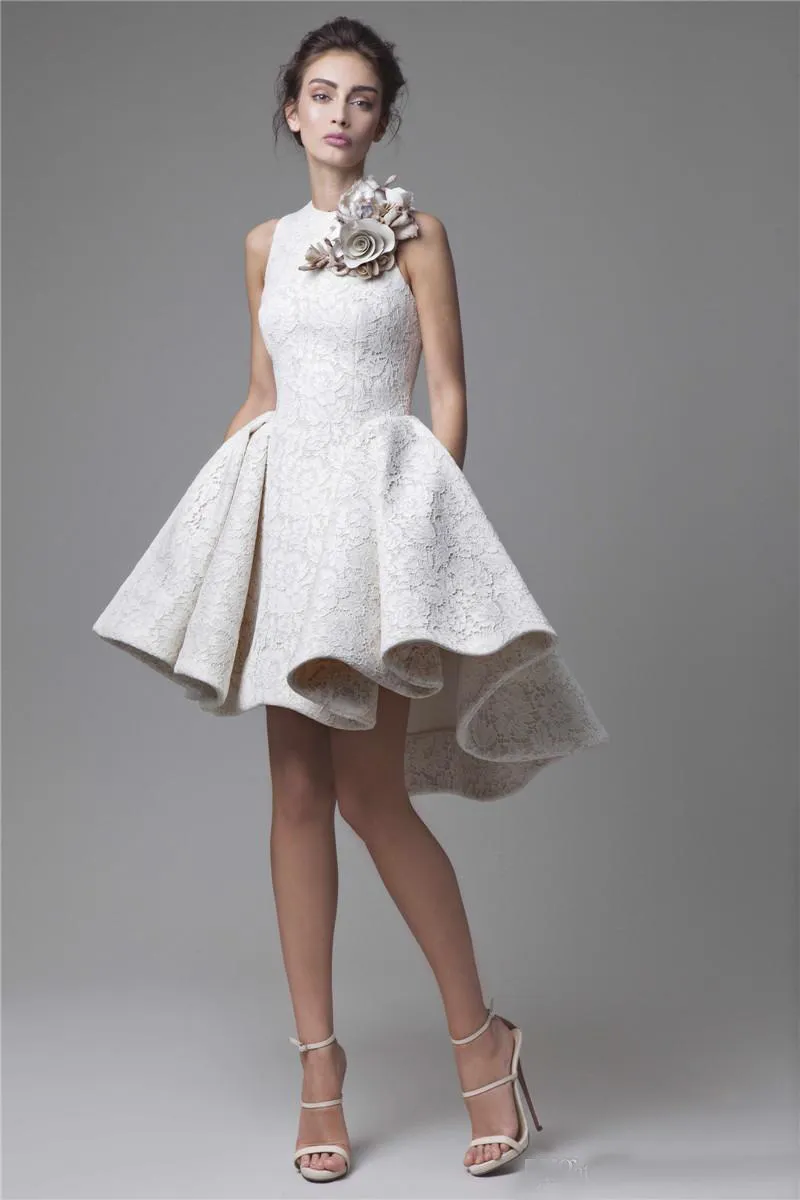 Elegant 2019 White Lace 1950 Cocktail Dress For Juniors Hi Low
