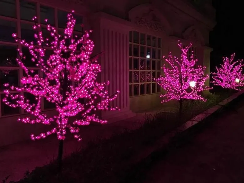 1.8 m Brilhante LEVOU Flor de Cerejeira Iluminação Da Árvore de Natal À Prova D 'Água Jardim Paisagem Decoração Lâmpada Para A Festa de Casamento de Natal fornecimento