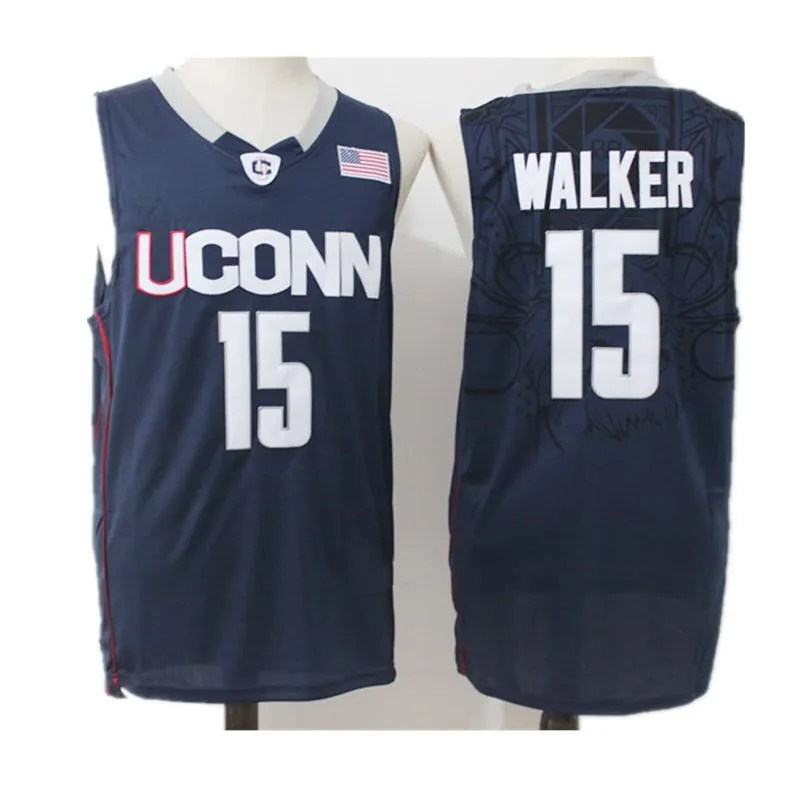 Uomo NCAA Uconn Huskies College Maglie Kemba Walker Sue Bird 3 Diana Taurasi 30 Breanna Stewart Ray Allen Moore Maglia da basket NAVY bianca