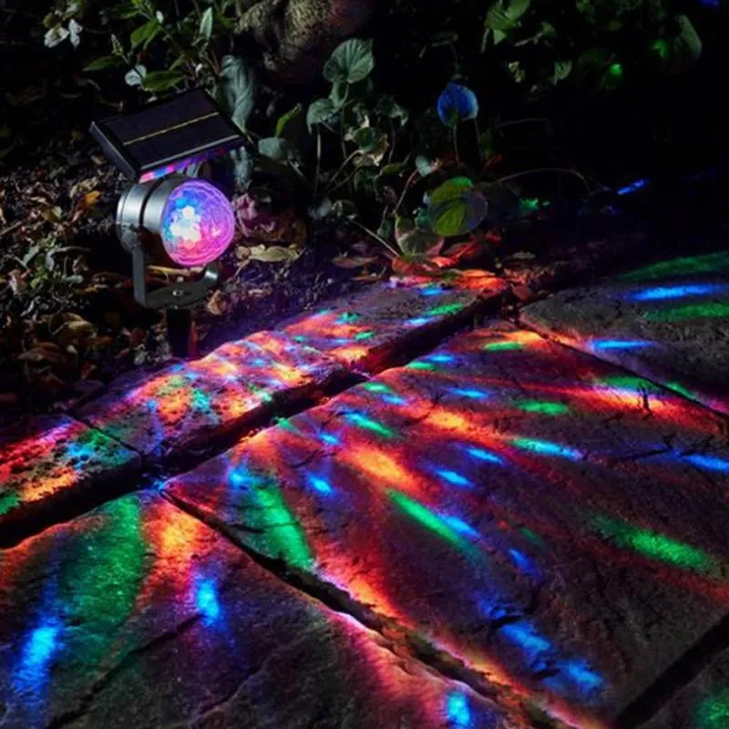 Solar Colorful Lights Rotating LED Projection Energy Saving Light Garden  Lawn Lamp Outdoor Bulb Street Yard Path Decoration From Fengjingxian1989,  $11.63