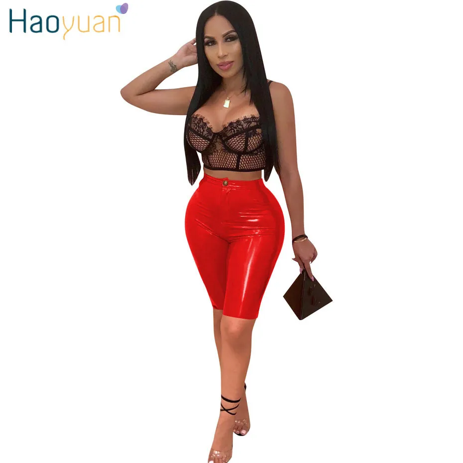 Save Big on Bulk Pu Leather Shorts Women's High Waist Pu Leather Shorts  Sexy Biker Shorts Streetwear Push Up Knee Length Short Pants Red 2024  Best