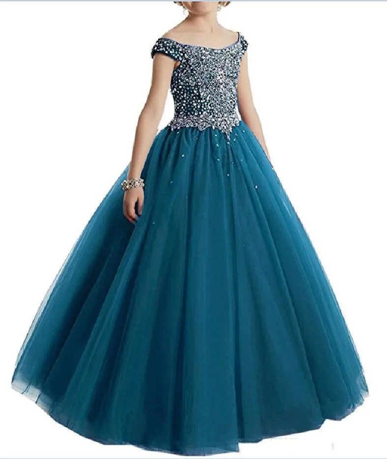 2019 Niñas Para Niñas Vestidos Azules Vestidos Para Niños Pequeños Turquesa Vestido De Fiesta Vestido De Niña De Las Flores Bodas Cristales Con Cuentas De 79,36 € | DHgate