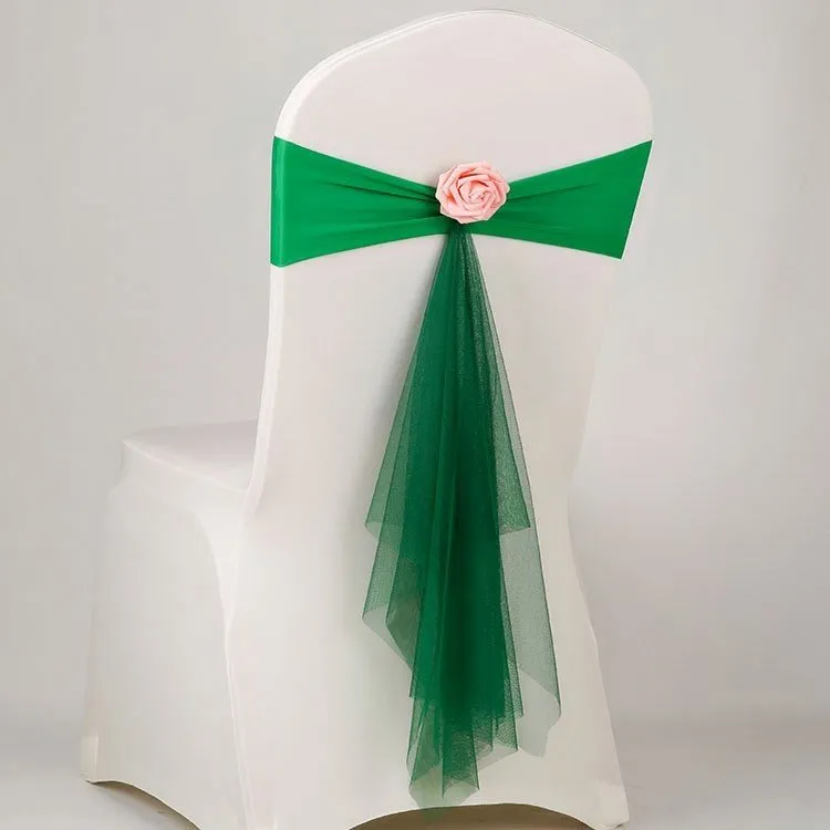 Fascia per sedia da matrimonio con spandex elastico a fiore individuale e fascia per sedia a fiori in garza multi colori WB2064
