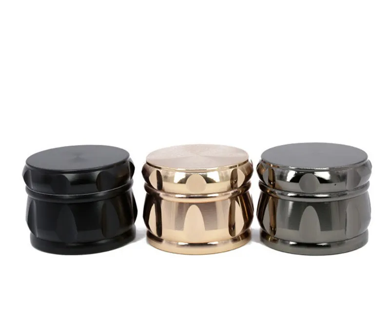 High quality sharp stone Zinc Alloy Tobacco Grinder Rhomboid Chamfering Side Concave Drum Style Herbal Herb Crusher Gift 43MM 4 Layer