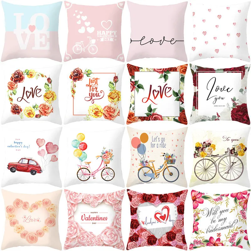 Casos Happy Valentines Day almofada amor do coração impressão throw travesseiro Dia dos Namorados Caso Decoração Pillowcase