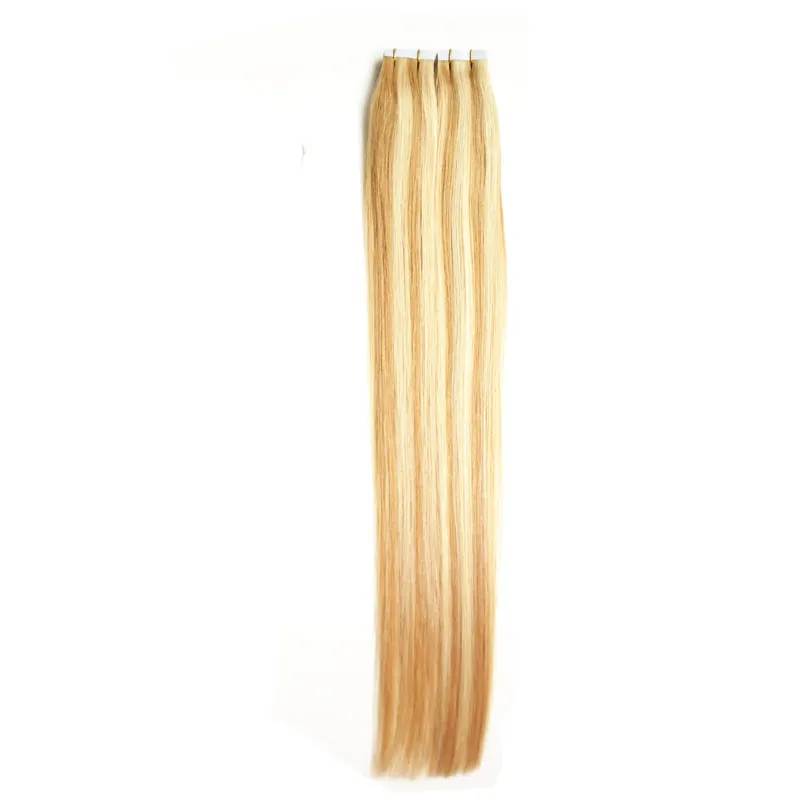 100g Prosta taśma w Ludzkich Hair Extensions Ludzka skóra Wątek Ludzki Remy Włosy PU Taśma na przedłużanie włosów 40 sztuk